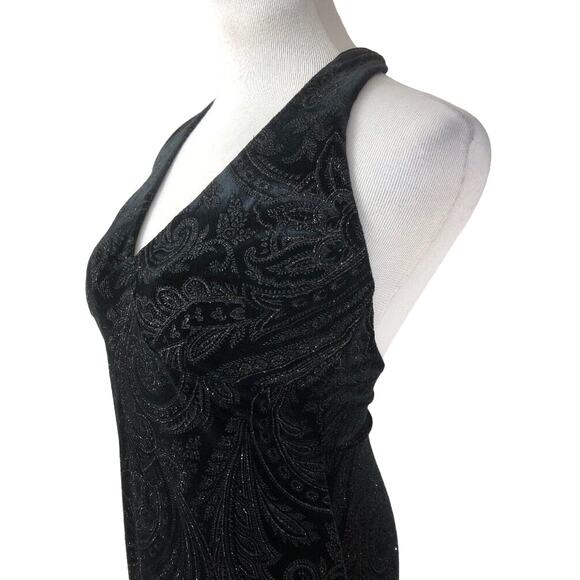 City Triangles Evening Halter Dress Column Velvet Glitter Backless Black Small - Picture 3 of 10